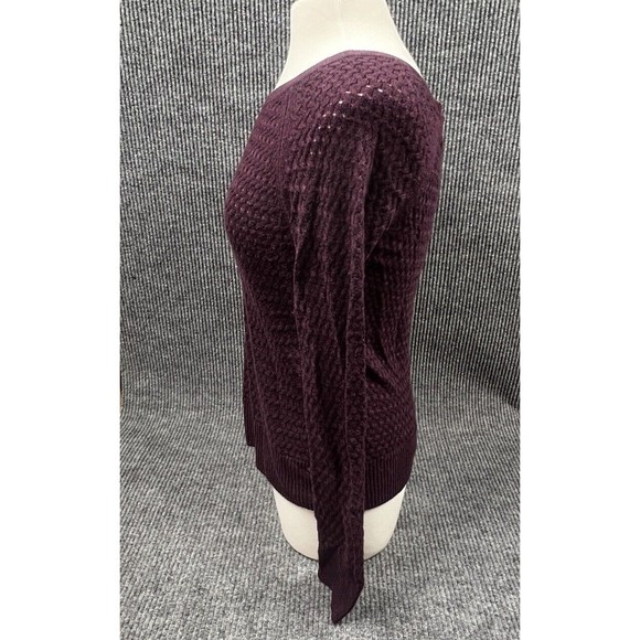 American Eagle Outfitters Sweater Women Medium Red Burgundy Open Knit Zip Casual - Picture 5 of 15